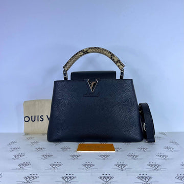 [PRE LOVED] Louis Vuitton Capucine BB Python Top Handle in Black Taurillon SHW (TR5118)