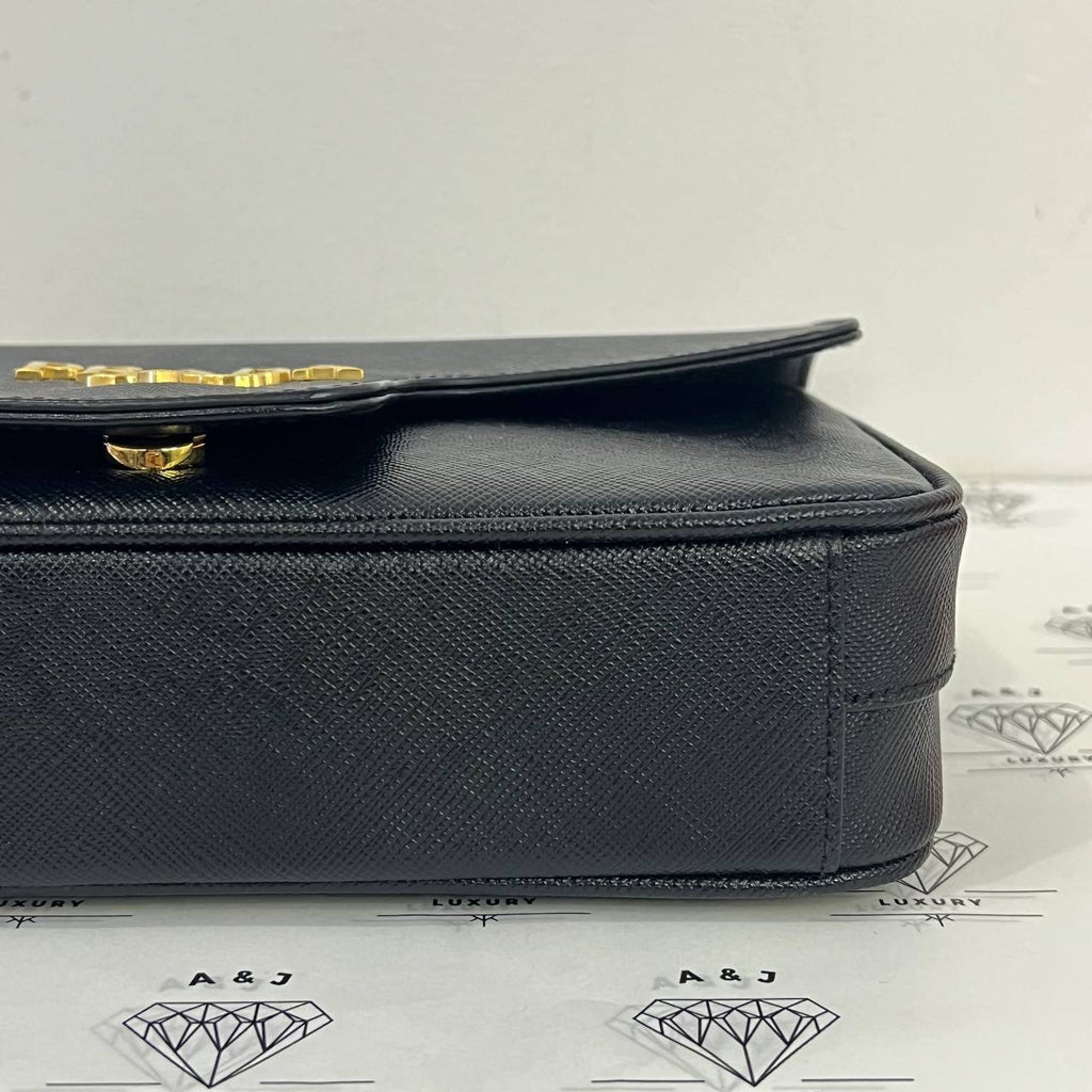 [PRE LOVED] Prada 1BD193 Saffiano Flap Shoulder Bag in Black GHW