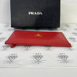 [PRE LOVED] Prada Envelope Wallet in Red Vitello Move Leather GHW