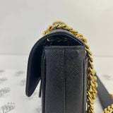 [PRE LOVED] Prada 1BD193 Saffiano Flap Shoulder Bag in Black GHW