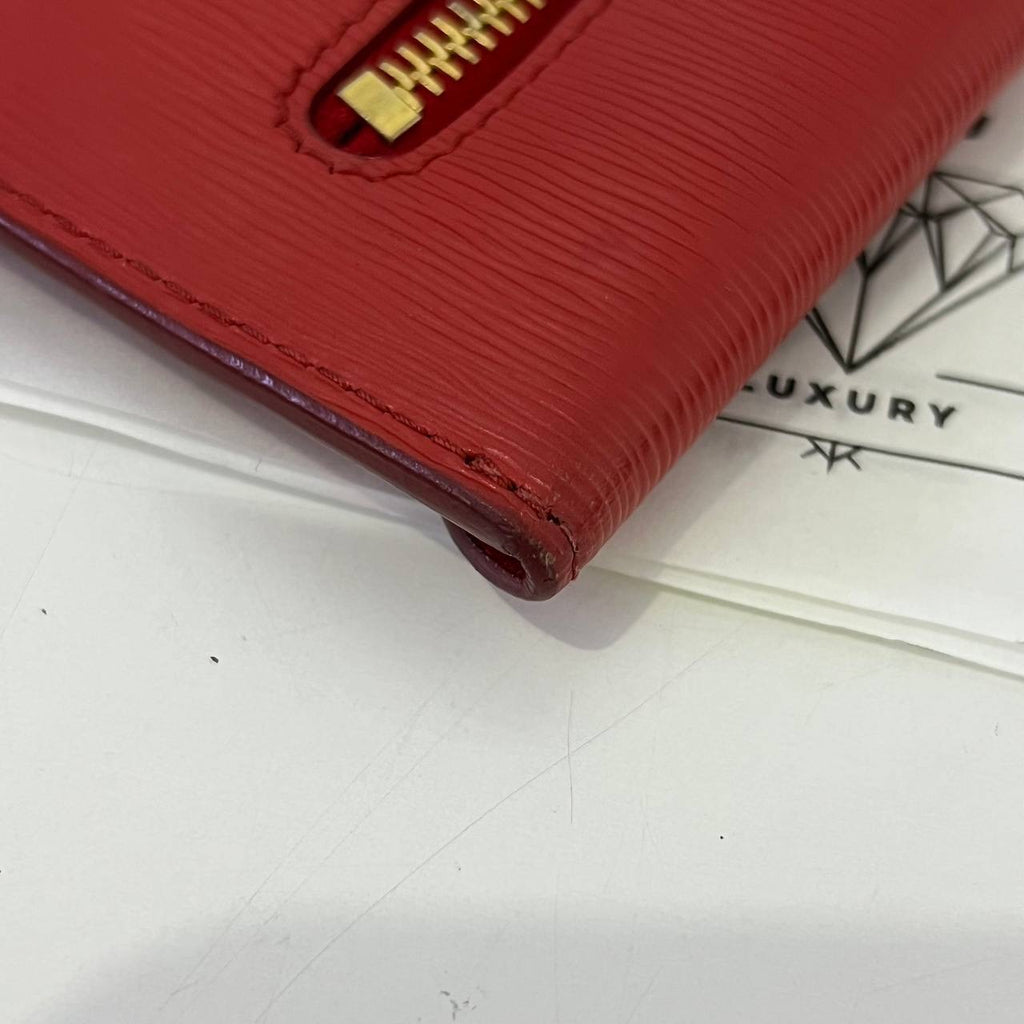 [PRE LOVED] Prada Envelope Wallet in Red Vitello Move Leather GHW