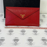 [PRE LOVED] Prada Envelope Wallet in Red Vitello Move Leather GHW