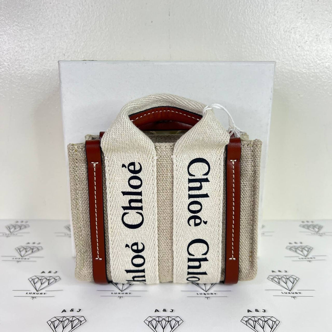 [PRE LOVED] Chloe Nano Woody Tote with Brown leather trims