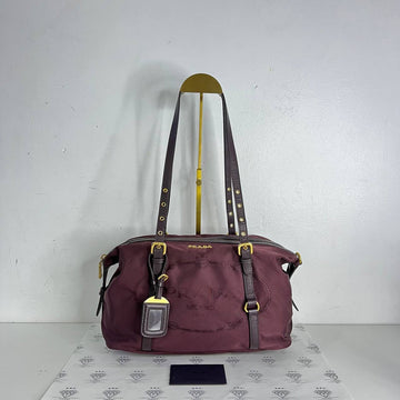[PRE LOVED] Prada BL0600 Nylon Jacquard Tote in Ribes GHW