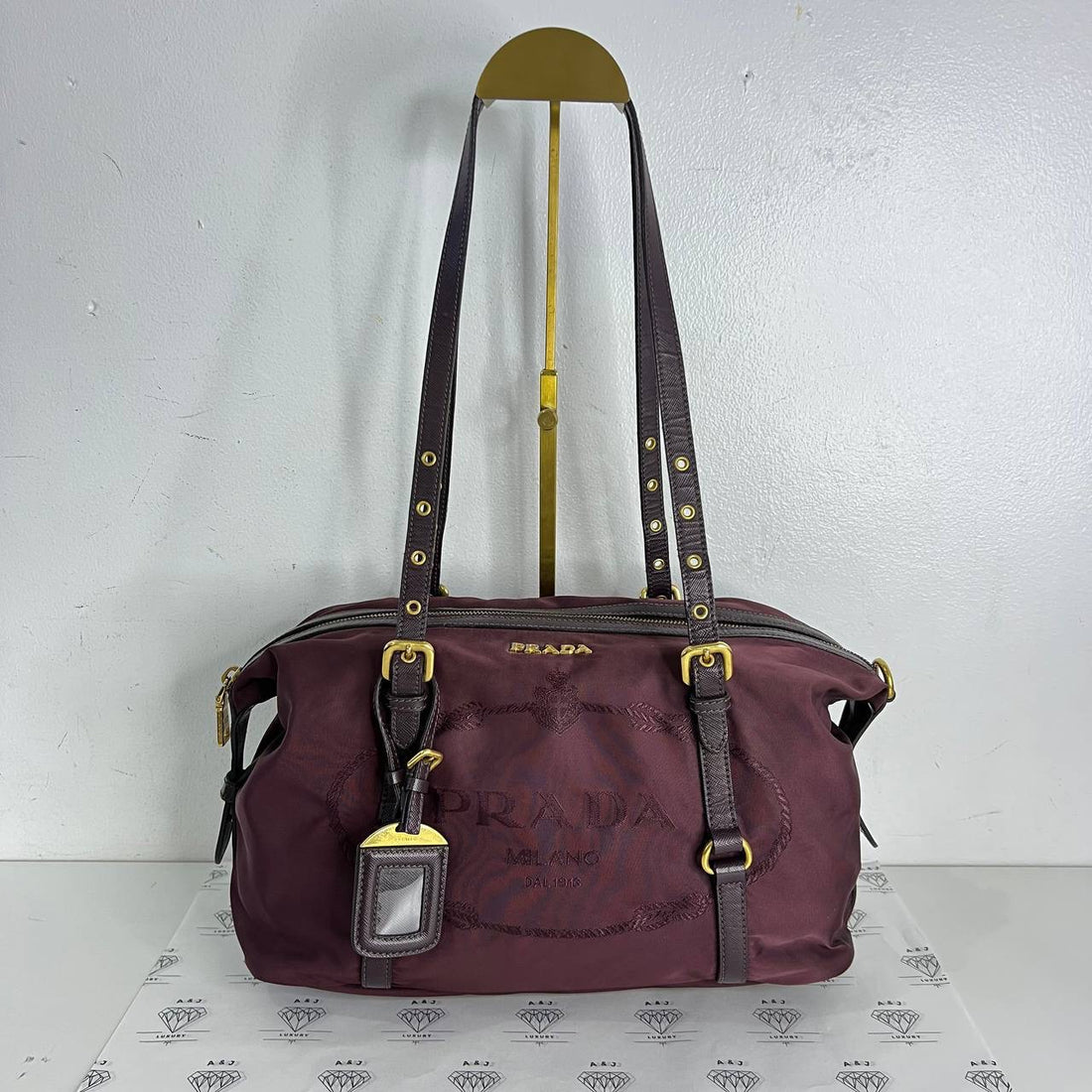 [PRE LOVED] Prada BL0600 Nylon Jacquard Tote in Ribes GHW
