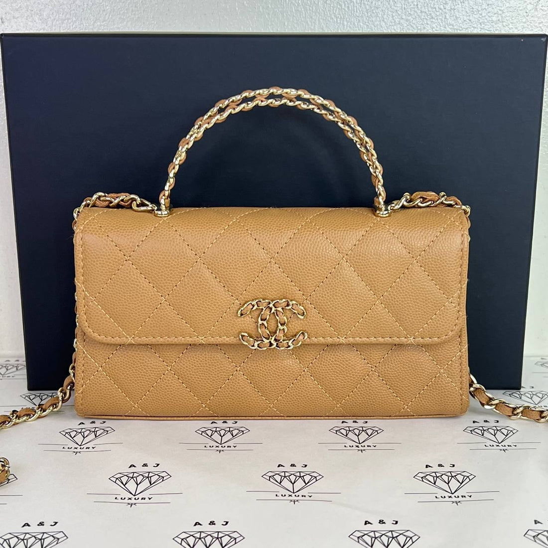 [PRE LOVED] Chanel 23P Collection Kelly Clutch in Dark Beige Caviar Leather GHW (microchipped)