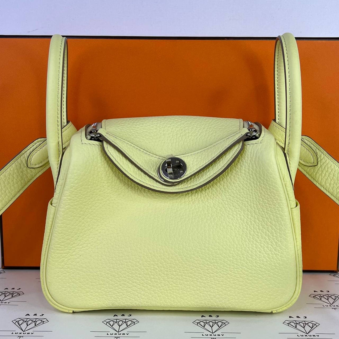 [PRE LOVED] Hermes Mini Lindy in Limoncello Clemence Leather PHW (Stamp W - 2024)