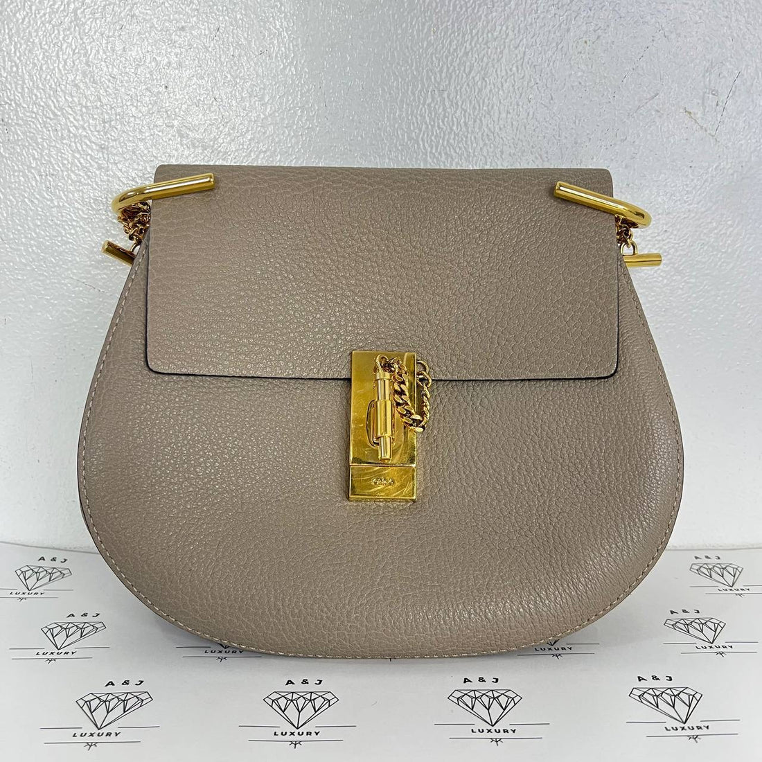 [PRE LOVED] Chloe Small Drew in Gray Grained Leather GHW