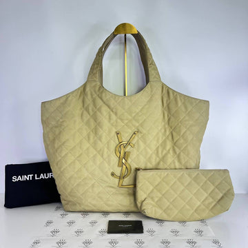 [PRE LOVED] YSL Icare Maxi Shopping Tote in Beige Nubuck Suede GHW (2023)
