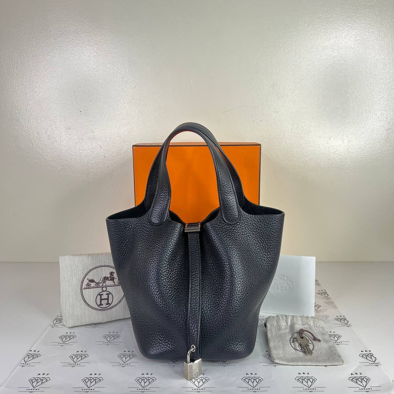 [PRE LOVED] Hermes Picotin Lock 18 in Black Clemence Leather PHW (Stamp T - 2015)