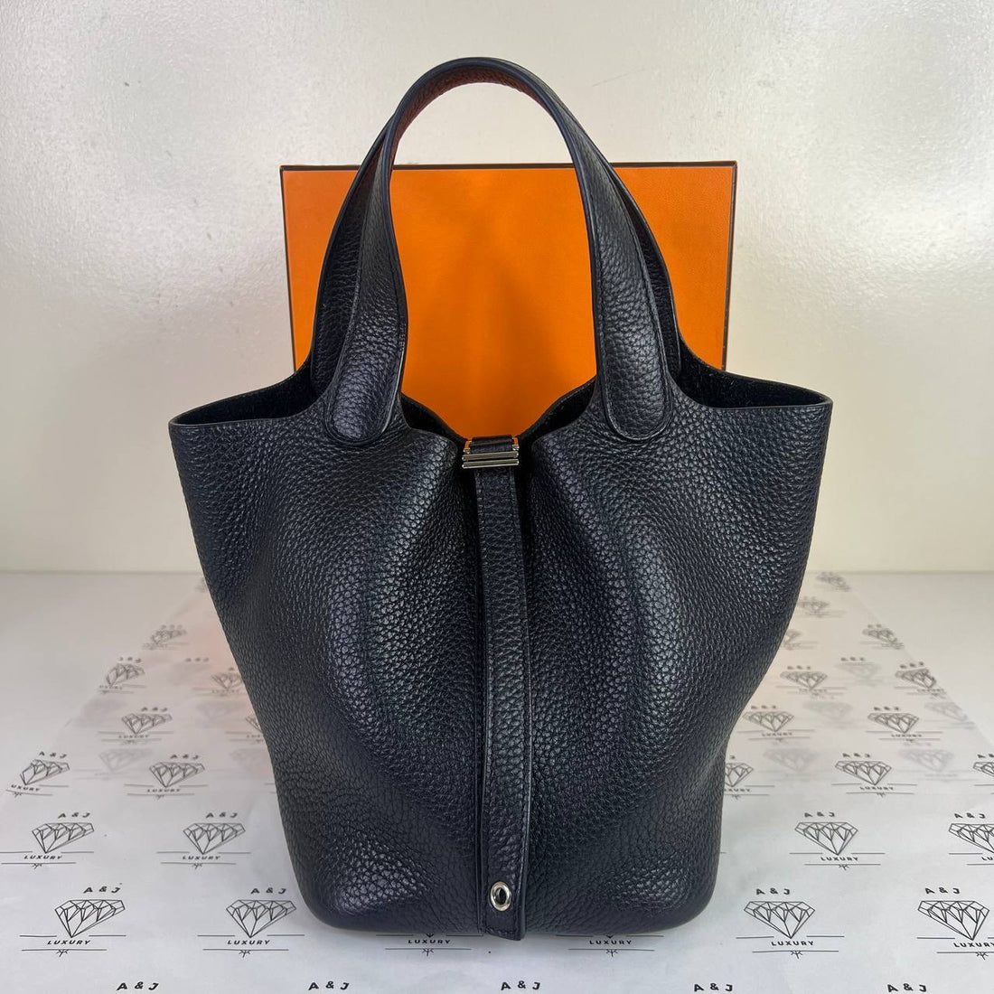 [PRE LOVED] Hermes Picotin Lock 18 in Black Clemence Leather PHW (Stamp T - 2015)