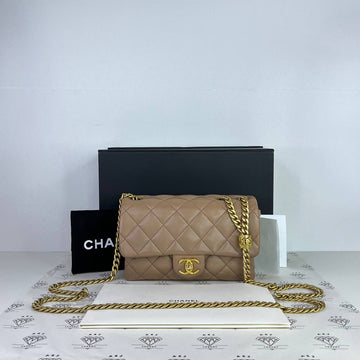 [PRE LOVED] Chanel Seasonal Flap Coco Crush Adjustable Strap in Caramel Lambskin Leather GHW (microchipped)
