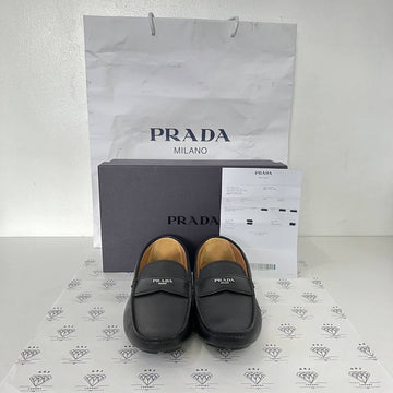 [BRAND NEW] Prada Men's Driving Loafers in Black Pebbled Leather Size 8US