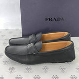 [BRAND NEW] Prada Men's Driving Loafers in Black Pebbled Leather Size 8US