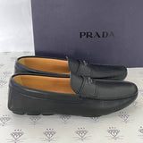 [BRAND NEW] Prada Men's Driving Loafers in Black Pebbled Leather Size 8US