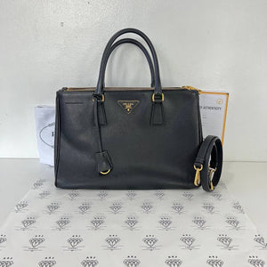 [PRE LOVED] Prada Medium Galleria in Black Saffiano Leather GHW