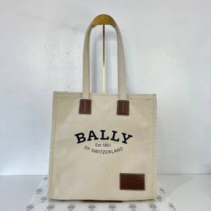 [PRE LOVED] Bally Canvass Tote Bag in White