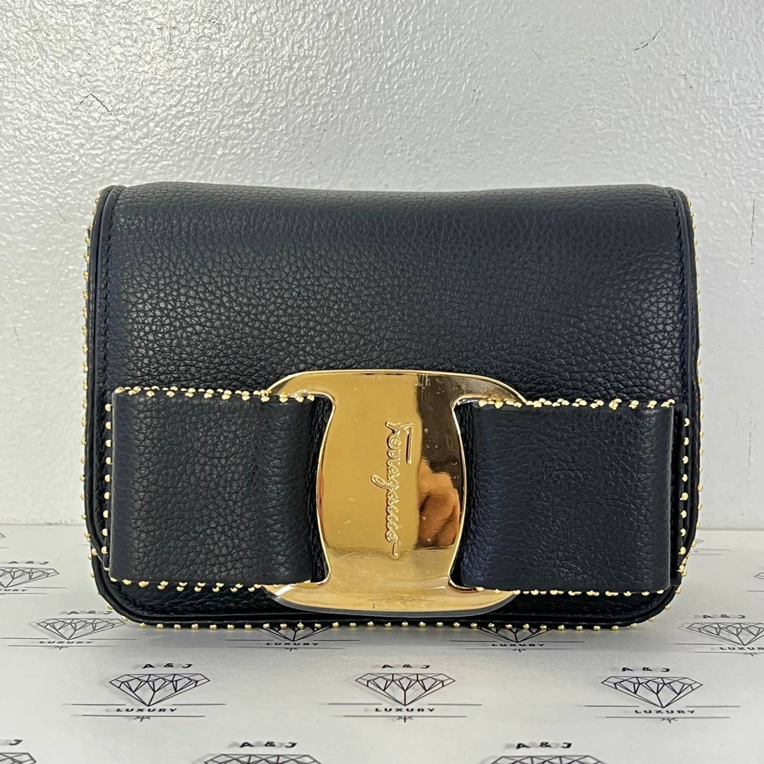 [PRE LOVED] Salvatore Ferragamo Bow Crossbody Bag in Black GHW