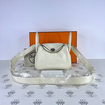 [BRAND NEW] Hermes Mini Lindy Verso in Nata/Lime Swift Leather PHW (Stamp B - 2023)
