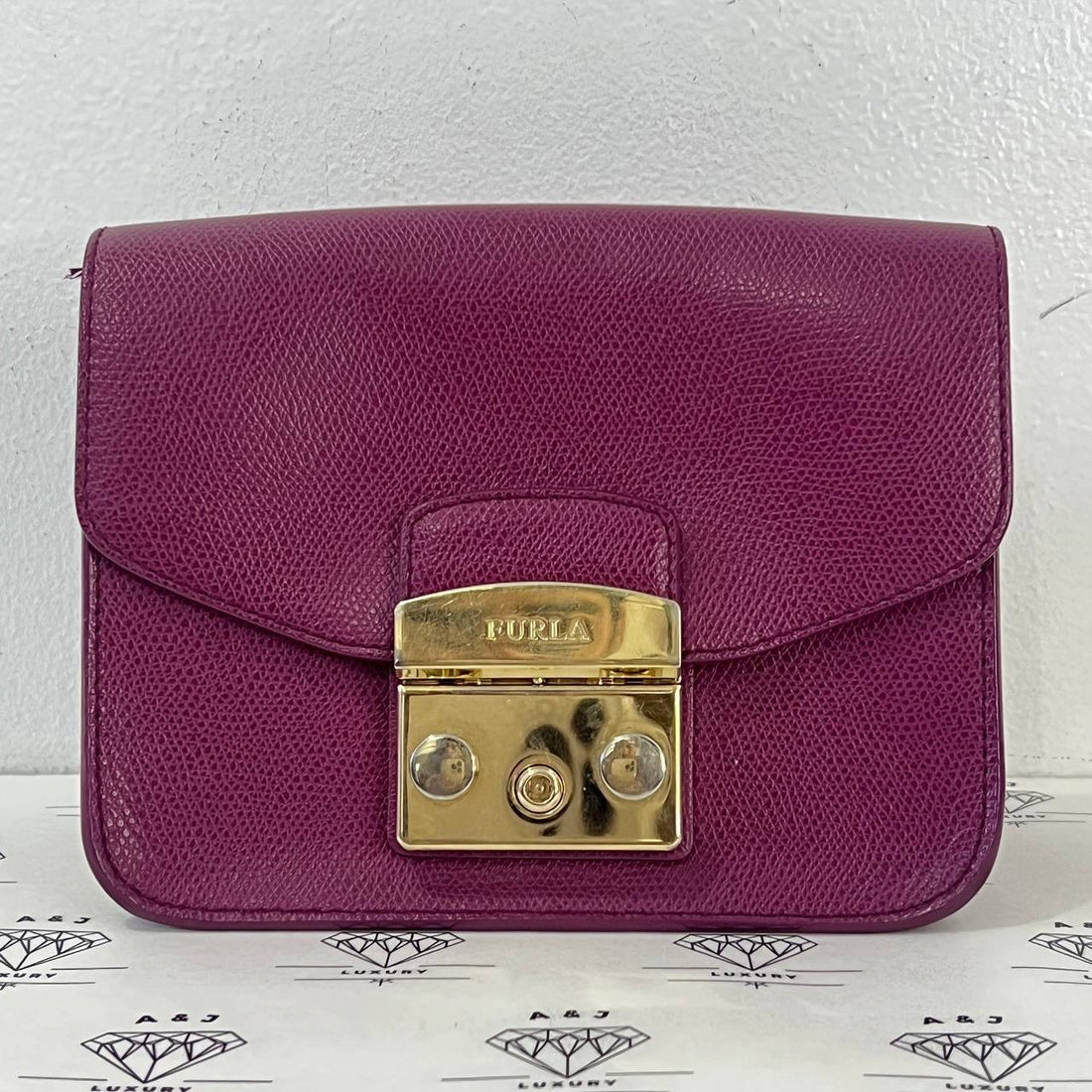 [PRE LOVED] Furla Metropolis Leather Handbag in Purple GHW