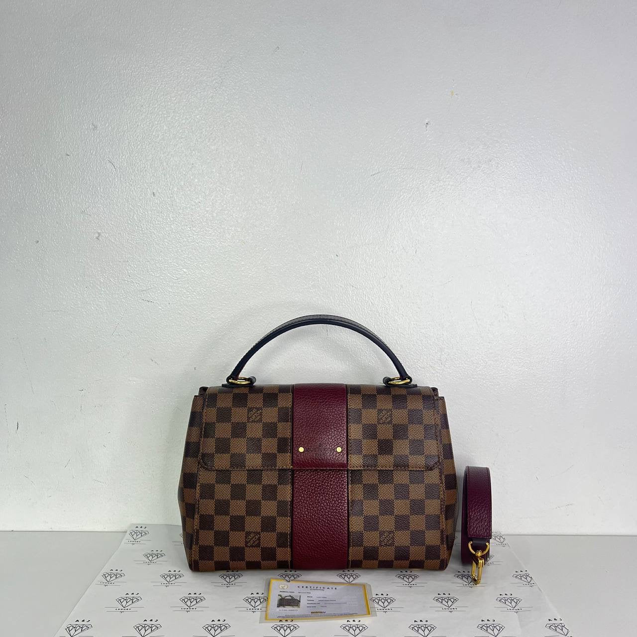 [PRE LOVED] Louis Vuitton Bond Street MM in Damier Ebene Canvass Bordeaux interior (TR3178)