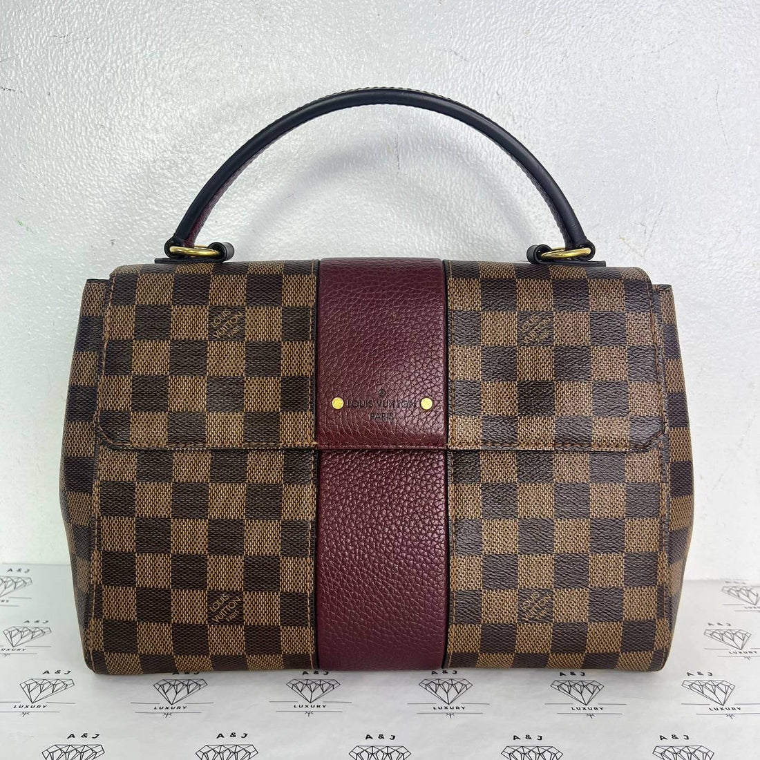 [PRE LOVED] Louis Vuitton Bond Street MM in Damier Ebene Canvass Bordeaux interior (TR3178)
