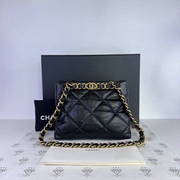 [PRE LOVED] Chanel Small Shopping Tote Bag in Black Lambskin Leather GHW (microchipped)