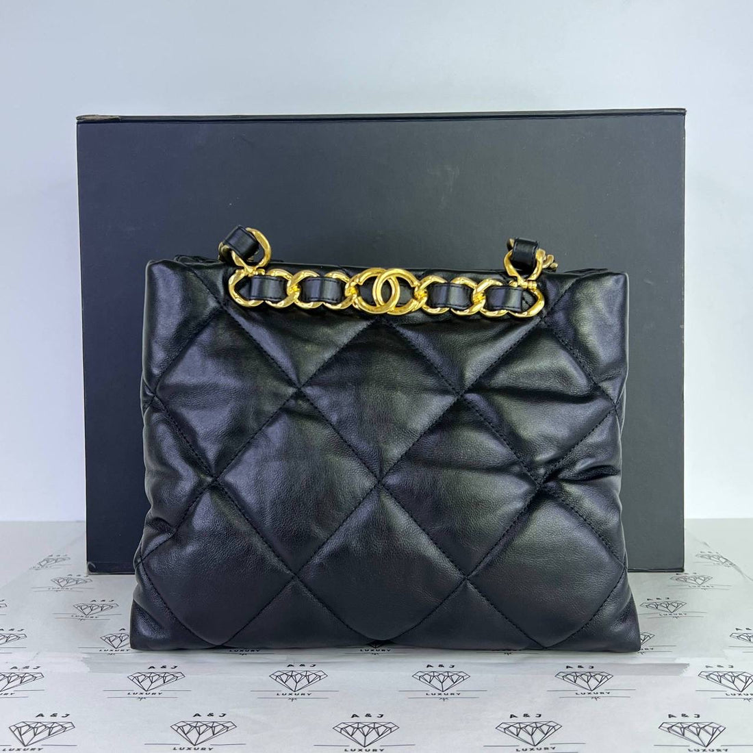 [PRE LOVED] Chanel Small Shopping Tote Bag in Black Lambskin Leather GHW (microchipped)