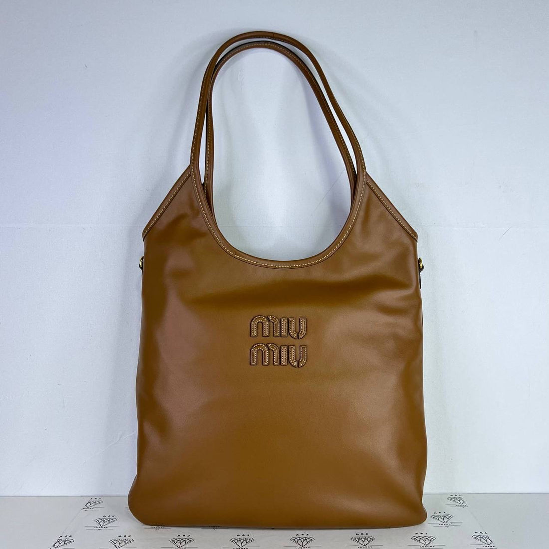 [PRE LOVED] Miu Miu Ivy Leather Tote in Cognac GHW