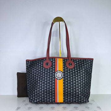 [PRE LOVED] Moynat Oh! Ruban Tote MM in Black with Burgundy Leather trims