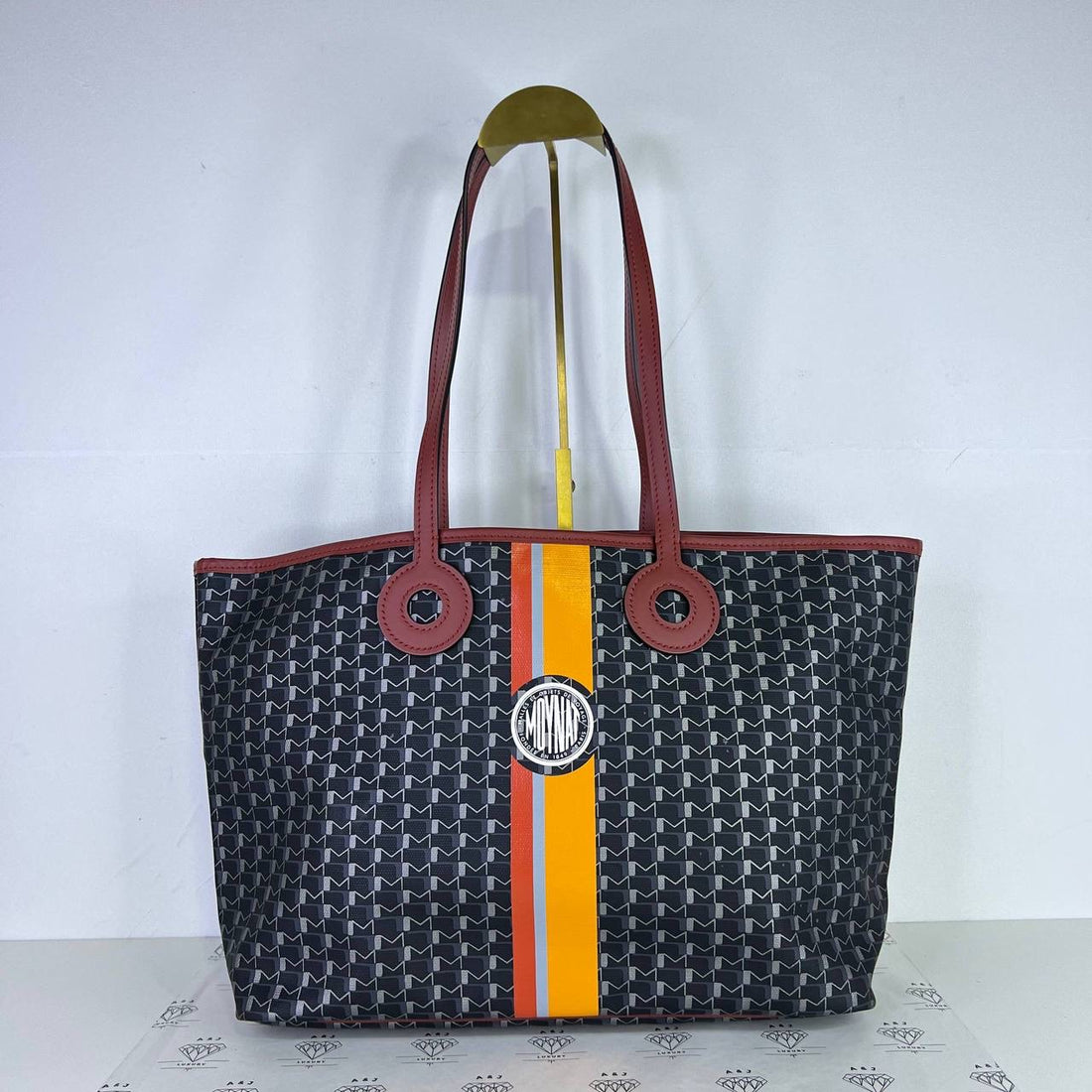 [PRE LOVED] Moynat Oh! Ruban Tote MM in Black with Burgundy Leather trims