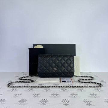 [PRE LOVED] Chanel Classic Wallet on Chain in Black Caviar Leather SHW (microchipped)