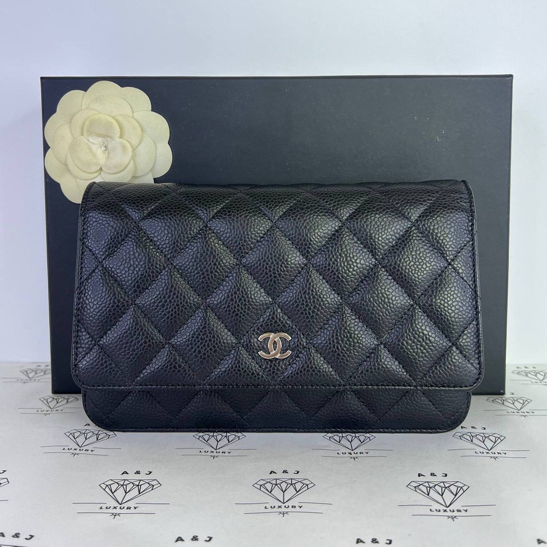 [PRE LOVED] Chanel Classic Wallet on Chain in Black Caviar Leather SHW (microchipped)