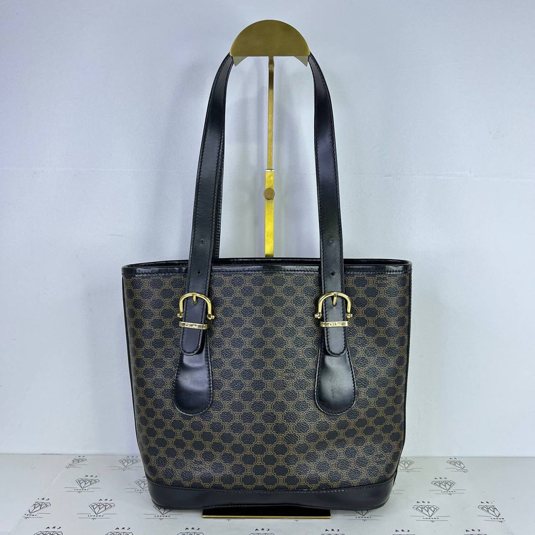 [PRE LOVED] Celine Macadam Tote Bag in Black GHW