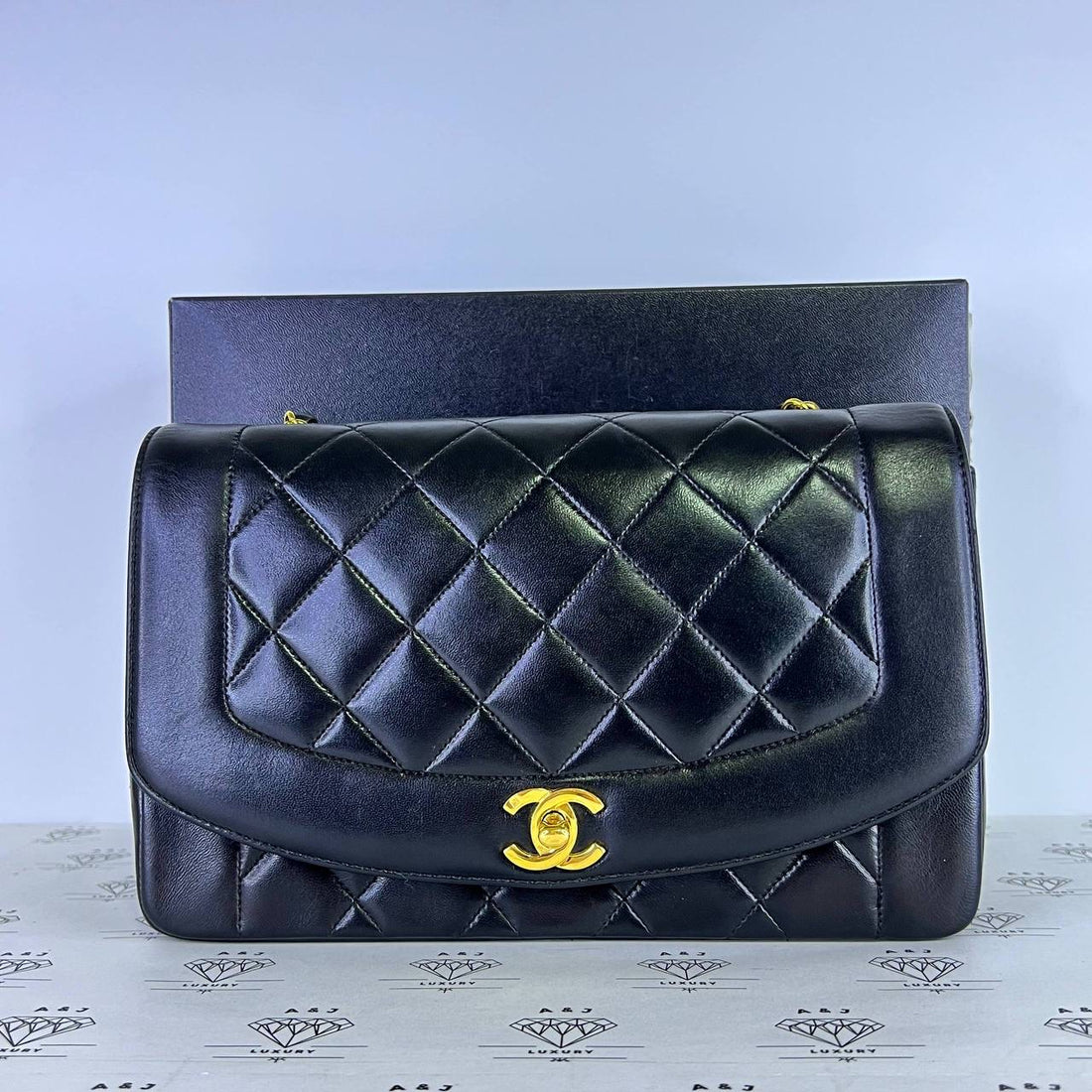 [PRE LOVED] Chanel Vintage Diana Flap Bag in Black Lambskin Leather 24K Gold HW (Series 3)