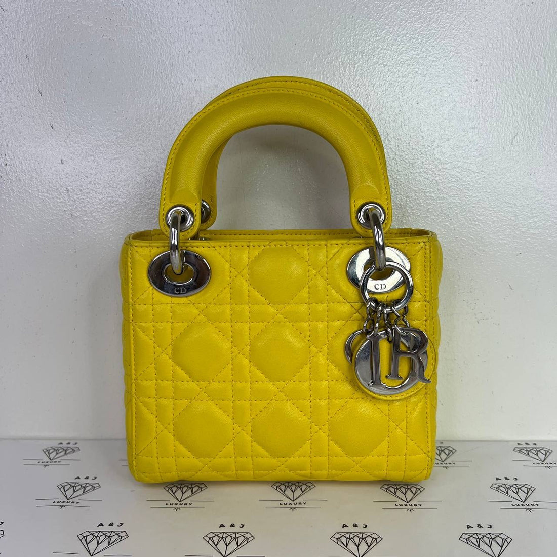 [PRE LOVED] Christian Dior Mini Lady D in Yellow Cannage Lambskin Leather SHW (2016)