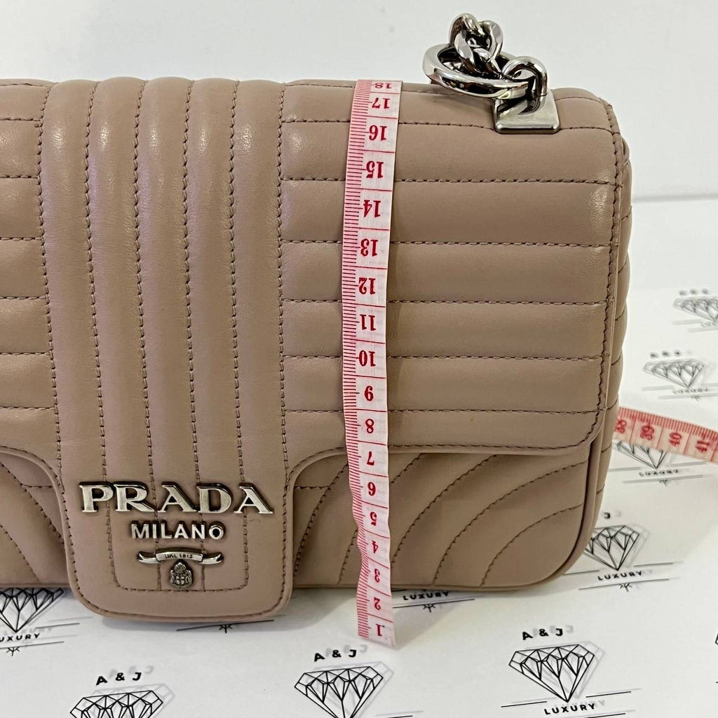 [PRE LOVED] Prada 1BD108 Flap Shoulder Bag in Cipria Soft Calf Impuntu SHW