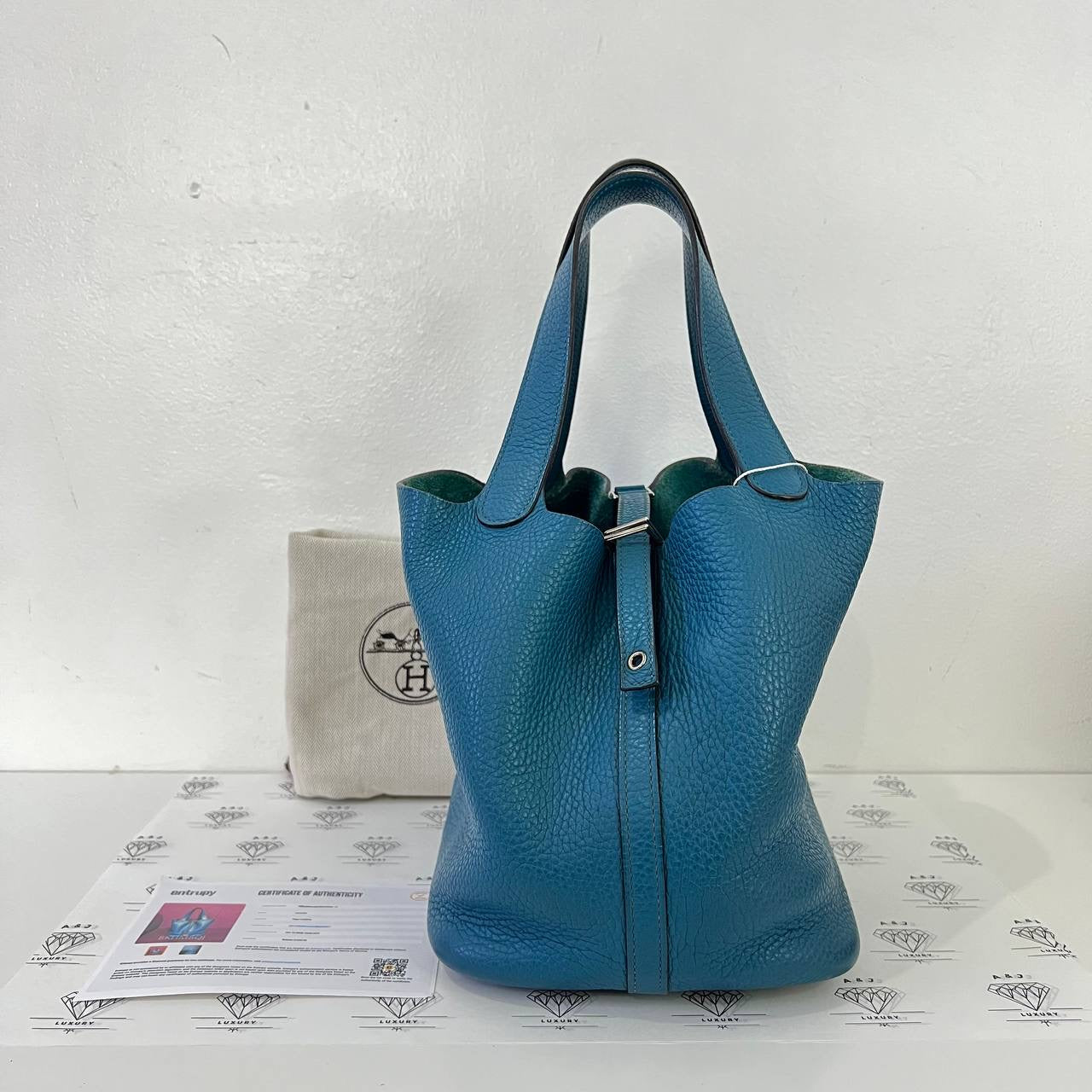 [PRE LOVED] Hermes Picotin 22 in Blue Togo Leather PHW (Stamp Square Q - 2013)