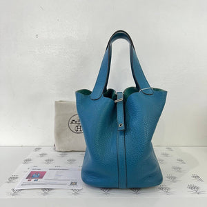 [PRE LOVED] Hermes Picotin 22 in Blue Togo Leather PHW (Stamp Square Q - 2013)