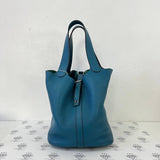 [PRE LOVED] Hermes Picotin 22 in Blue Togo Leather PHW (Stamp Square Q - 2013)