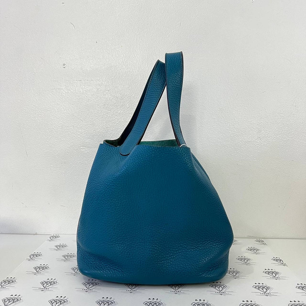 [PRE LOVED] Hermes Picotin 22 in Blue Togo Leather PHW (Stamp Square Q - 2013)