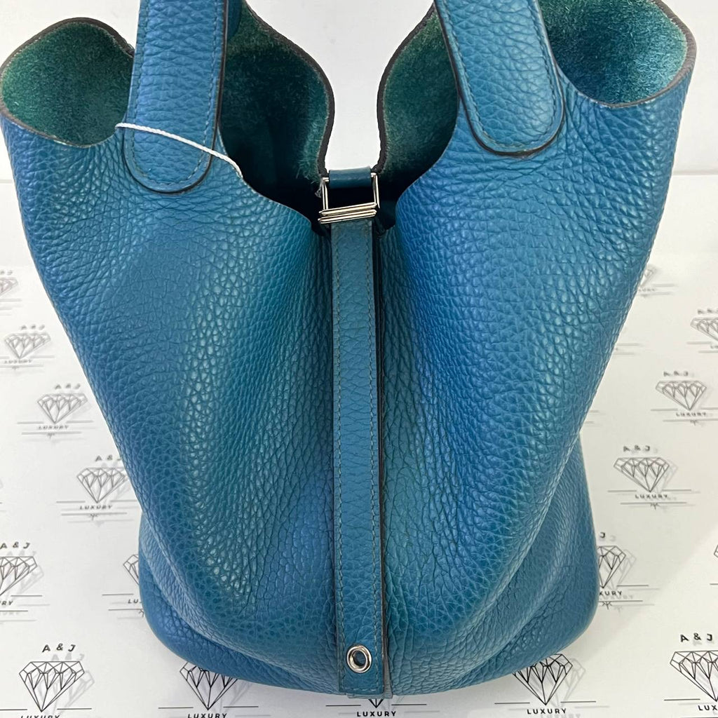 [PRE LOVED] Hermes Picotin 22 in Blue Togo Leather PHW (Stamp Square Q - 2013)