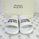 [PRE LOVED] Alexander Mcqueen Logo Embossed Pool Slides in White Size 42EU