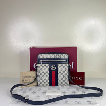 [PRE LOVED] Gucci Ophidia Messenger Bag with Blue leather trims SHW