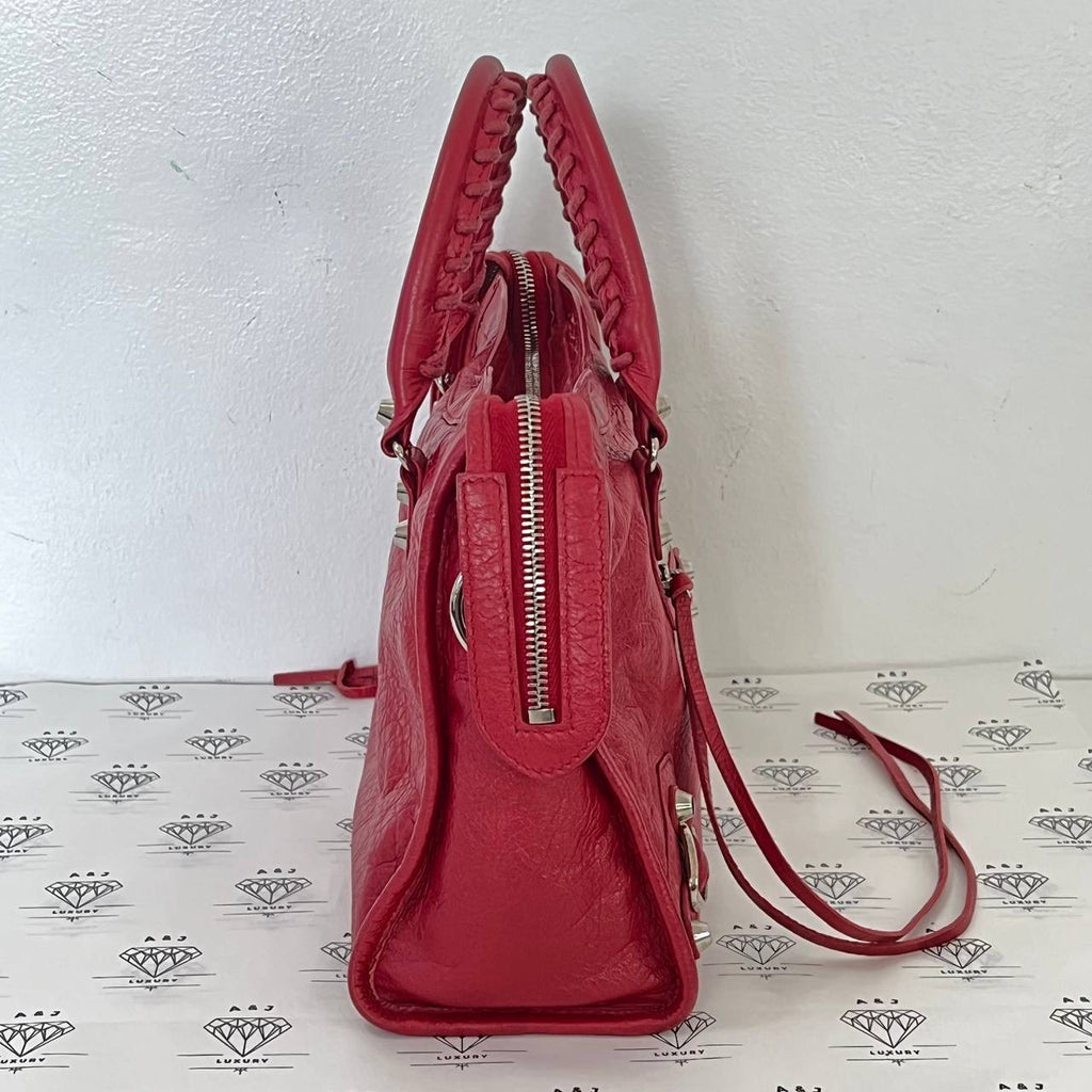 [PRE LOVED] Balenciaga Small City with Logo Strap in Red SHW