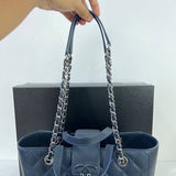 [PRE LOVED] Chanel Box Shopping Tote Bag in Navy Caviar Leather SHW (Series 24)