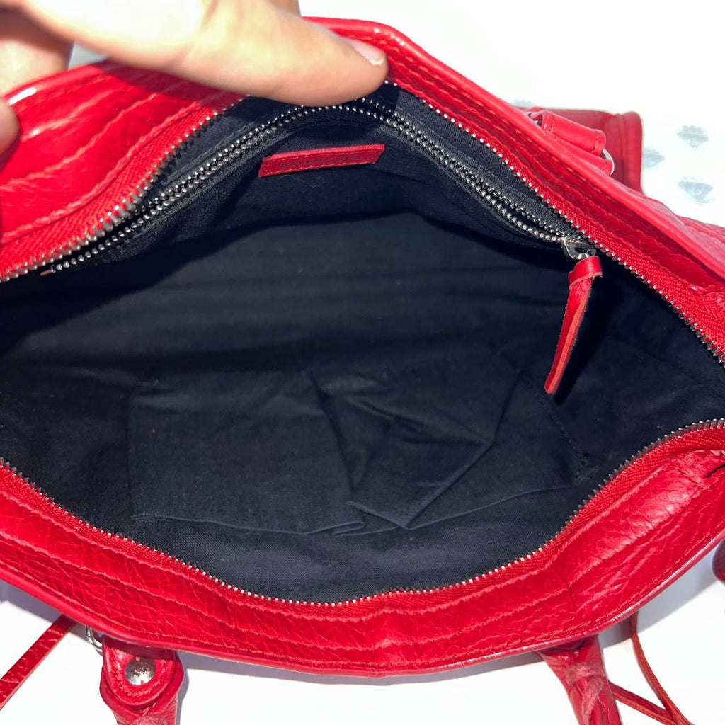 [PRE LOVED] Balenciaga Small City with Logo Strap in Red SHW