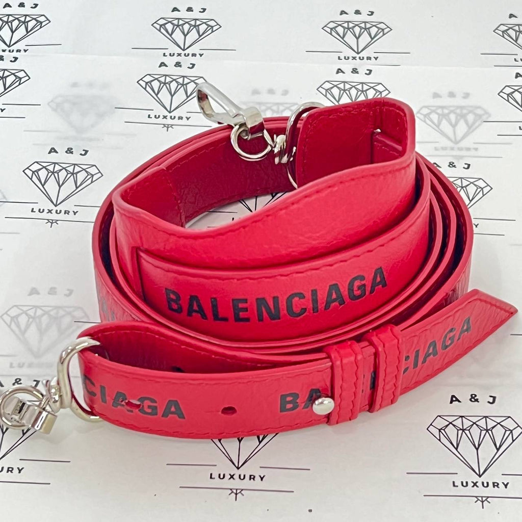 [PRE LOVED] Balenciaga Small City with Logo Strap in Red SHW