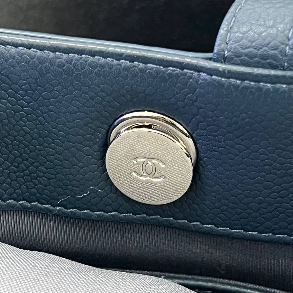 [PRE LOVED] Chanel Box Shopping Tote Bag in Navy Caviar Leather SHW (Series 24)