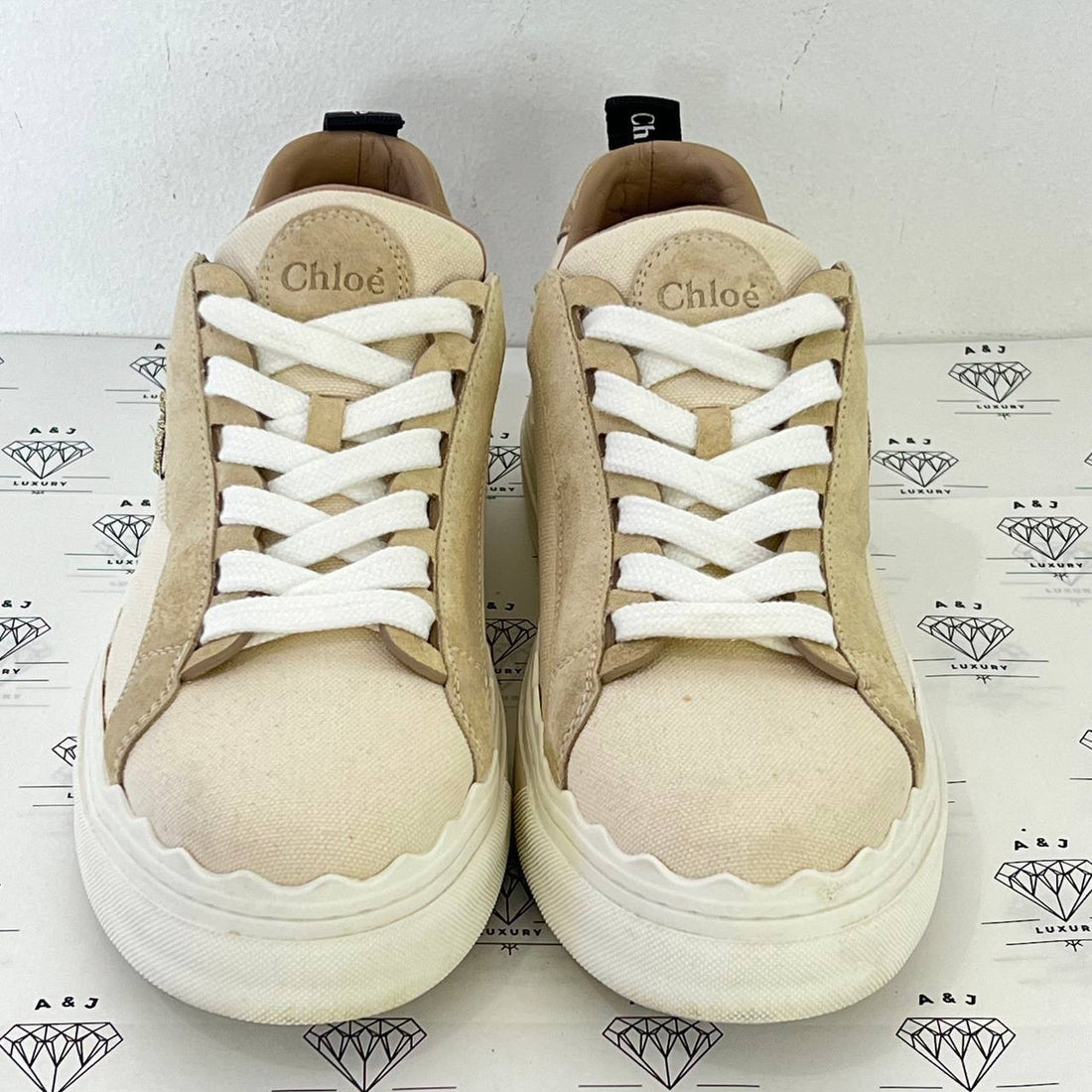 [PRE LOVED] Chloe Logo Trimmed Suede Sneakers in Size 39EU